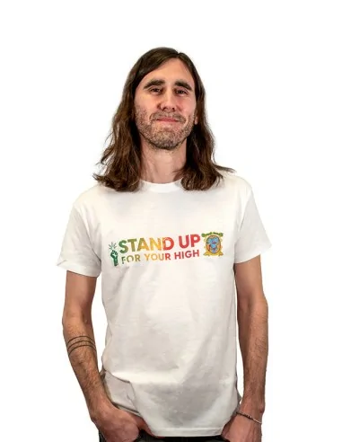 T-shirt branca Stand up homem