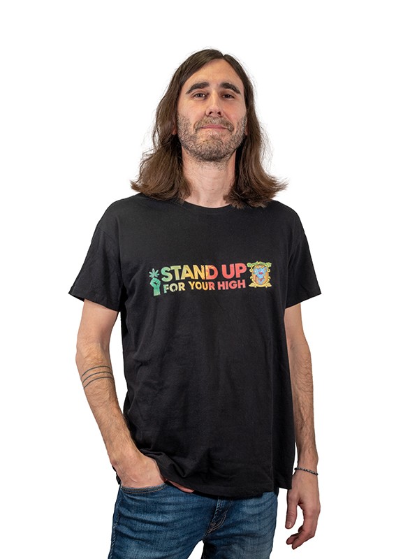 T-shirt negra Stand up homem